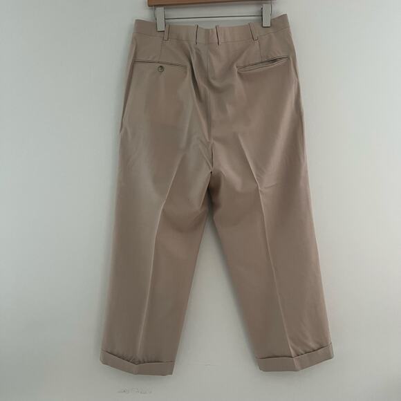 Holland & Sherry Bespoke Pleated Pants Dress Trousers Tan Size 38" JL - Picture 7 of 10